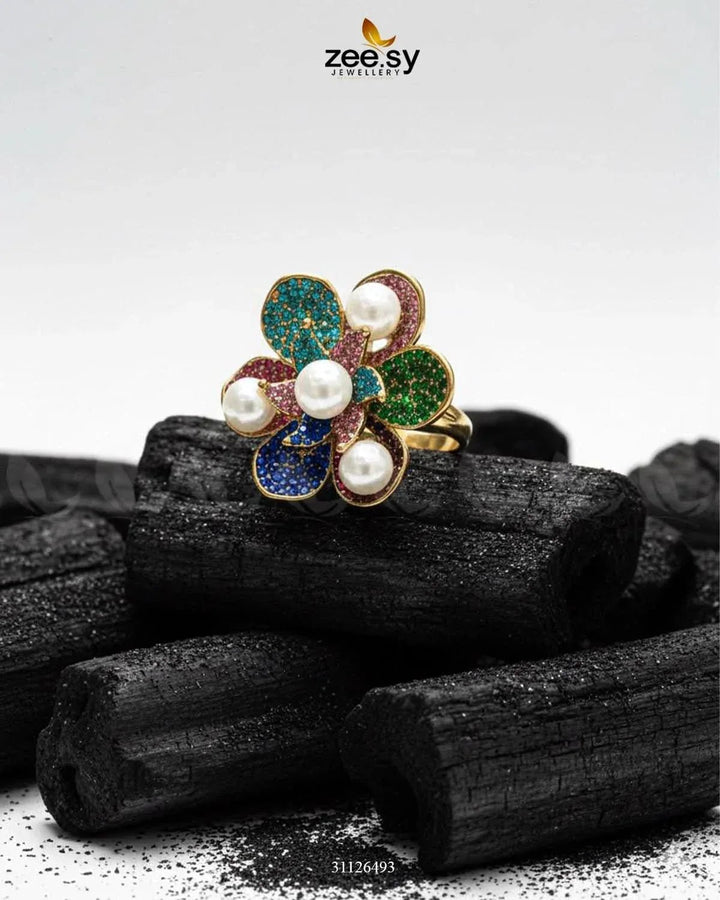 Garnet Lane Flower Ring Finger Ring - Zeesy Jewellery Pakistan | Premium Artificial & Imitation Jewellery