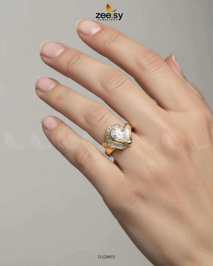 Majestic Baguette Swirl Ring Finger Ring - Zeesy Jewellery Pakistan | Premium Artificial & Imitation Jewellery