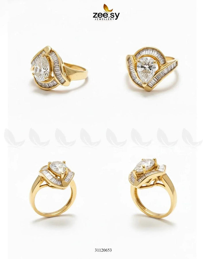 Majestic Baguette Swirl Ring Finger Ring - Zeesy Jewellery Pakistan | Premium Artificial & Imitation Jewellery