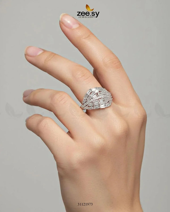 Radiant Sterling Cluster Ring Finger Ring - Zeesy Jewellery Pakistan | Premium Artificial & Imitation Jewellery