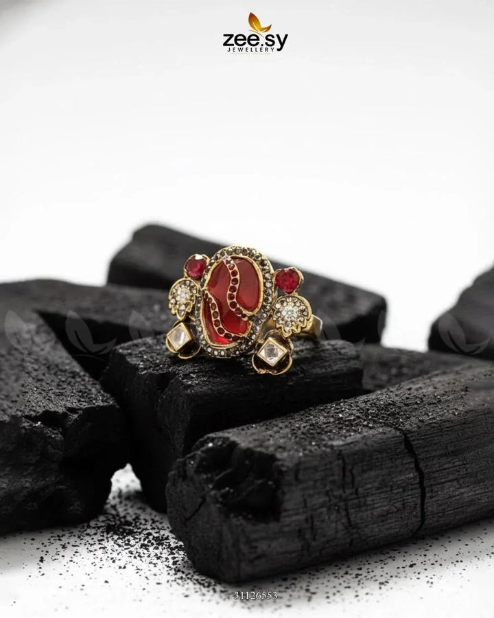 Sublime Agate Bold Turkish Ring Finger Ring - Zeesy Jewellery Pakistan | Premium Artificial & Imitation Jewellery