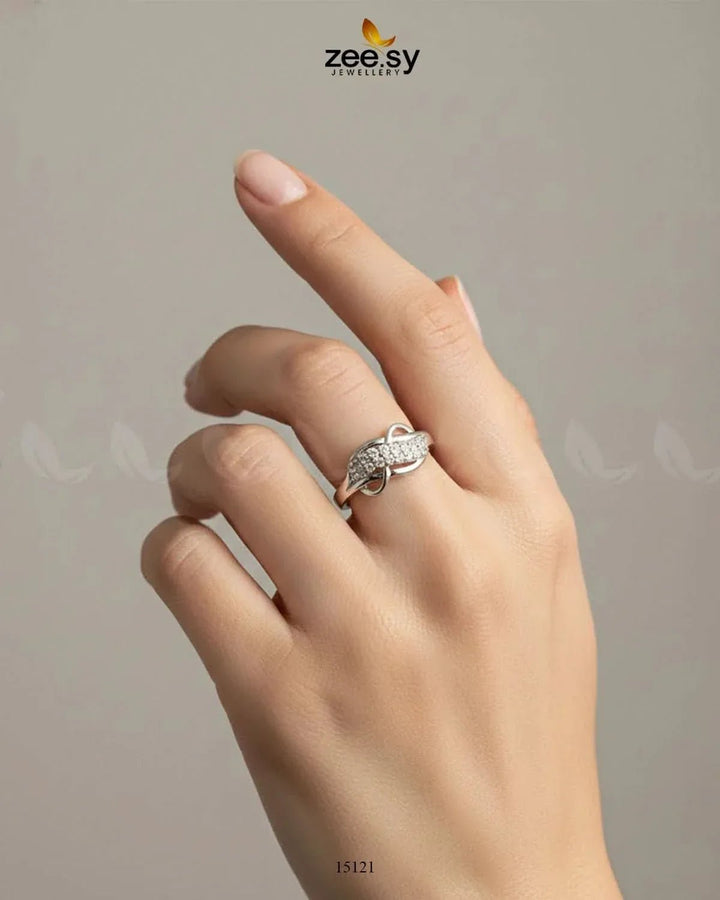 Wave Grace Cluster Pave Ring Finger Ring - Zeesy Jewellery Pakistan | Premium Artificial & Imitation Jewellery