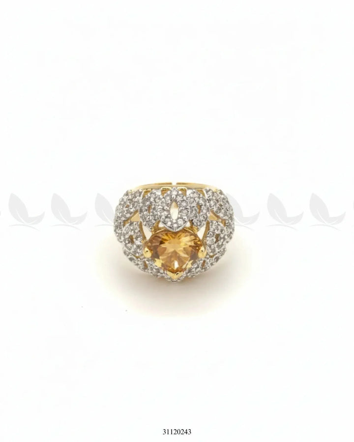 Ornate Dazzling Filigree Dome Ring Champagne Finger Ring - Zeesy Jewellery Pakistan | Premium Artificial & Imitation Jewellery
