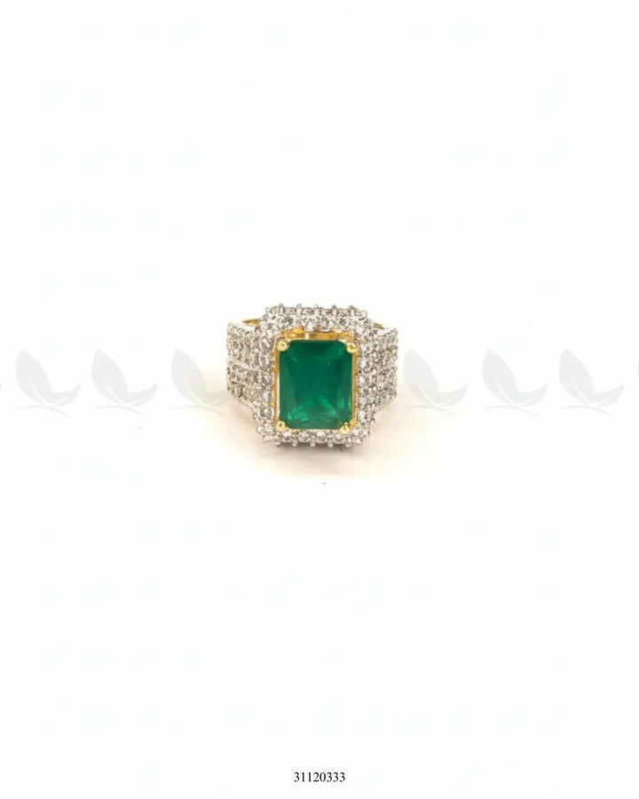 Regal High Impact Cluster Ring Emerald Green Finger Ring - Zeesy Jewellery Pakistan | Premium Artificial & Imitation Jewellery
