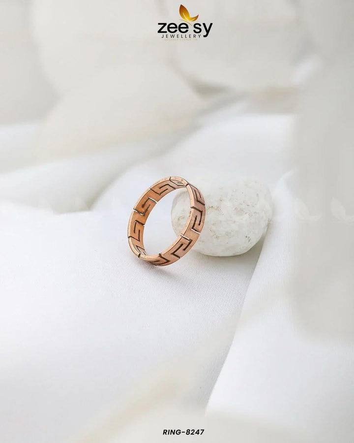 Maze Pattern Ring-8247 Rose Gold Finger Ring - Zeesy Jewellery Pakistan | Premium Artificial & Imitation Jewellery