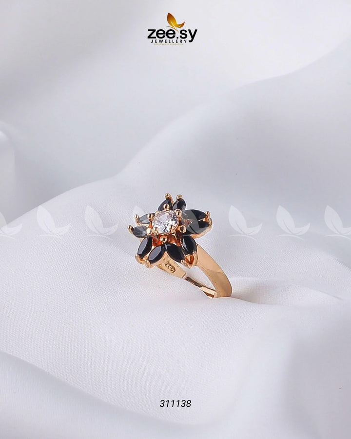 Daisy Ring Golden Black Finger Ring - Zeesy Jewellery Pakistan | Premium Artificial & Imitation Jewellery
