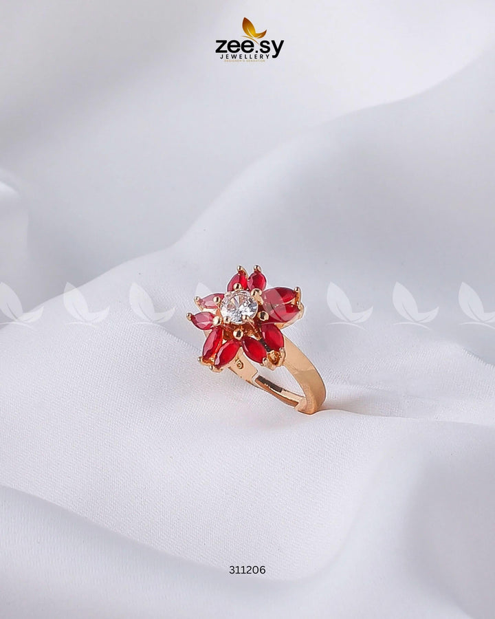 Daisy Ring Red Finger Ring - Zeesy Jewellery Pakistan | Premium Artificial & Imitation Jewellery