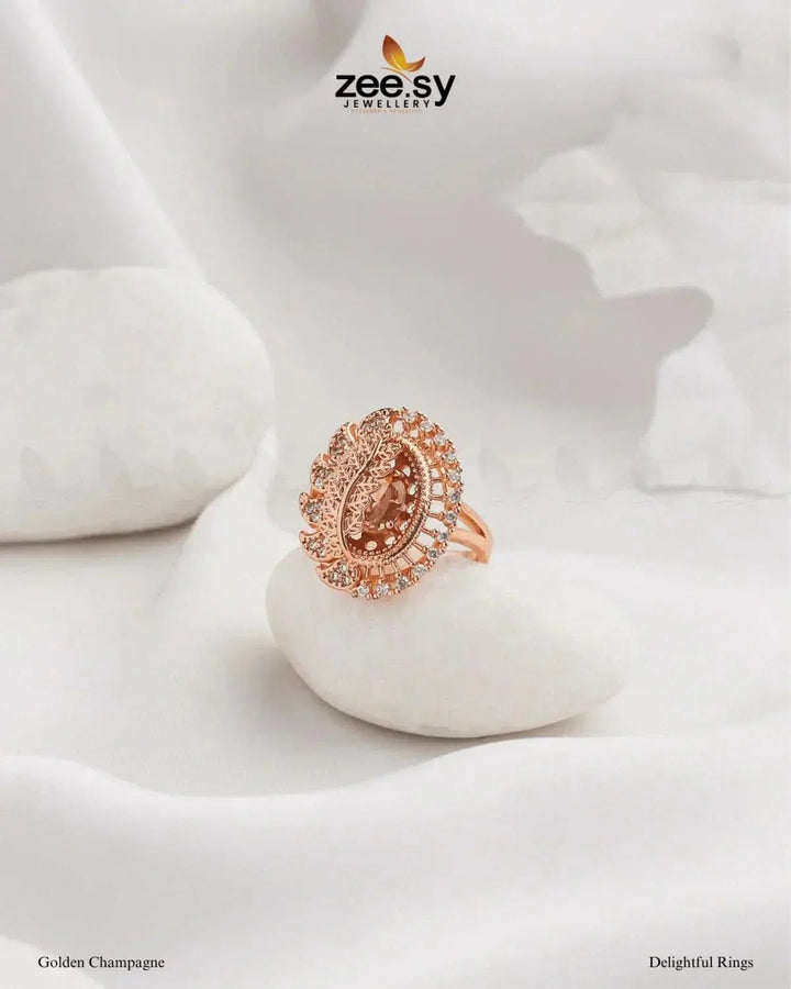 Delightful Ring Golden Champagne Finger Ring - Zeesy Jewellery Pakistan | Premium Artificial & Imitation Jewellery
