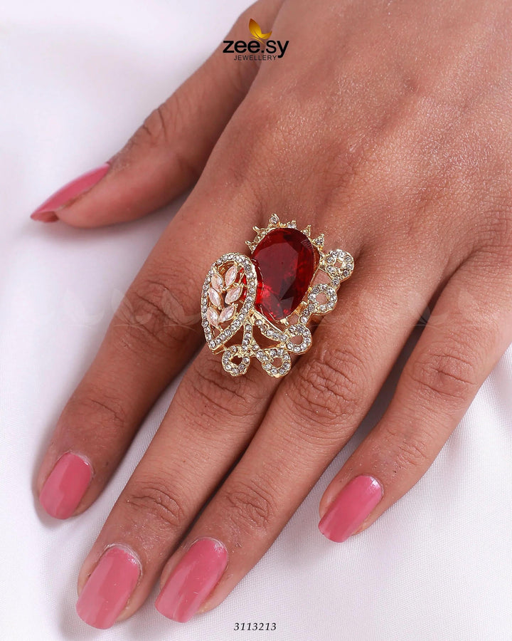 Croton Ring Golden Red Finger Ring - Zeesy Jewellery Pakistan | Premium Artificial & Imitation Jewellery