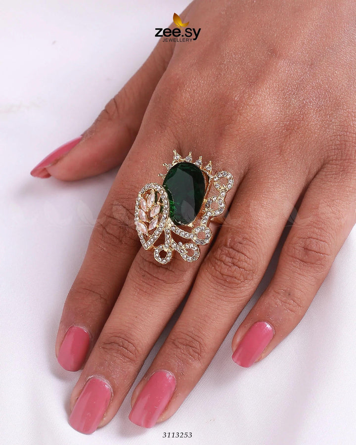 Croton Ring Golden Green Finger Ring - Zeesy Jewellery Pakistan | Premium Artificial & Imitation Jewellery