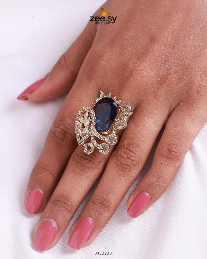 Croton Ring Golden Blue Finger Ring - Zeesy Jewellery Pakistan | Premium Artificial & Imitation Jewellery