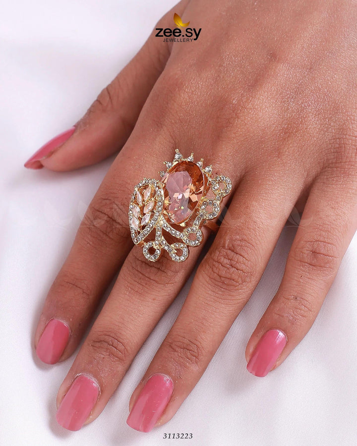 Croton Ring Golden Champagne Finger Ring - Zeesy Jewellery Pakistan | Premium Artificial & Imitation Jewellery