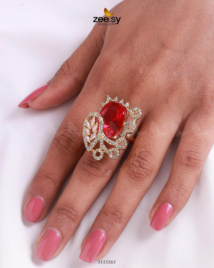 Croton Ring Golden Ruby Finger Ring - Zeesy Jewellery Pakistan | Premium Artificial & Imitation Jewellery