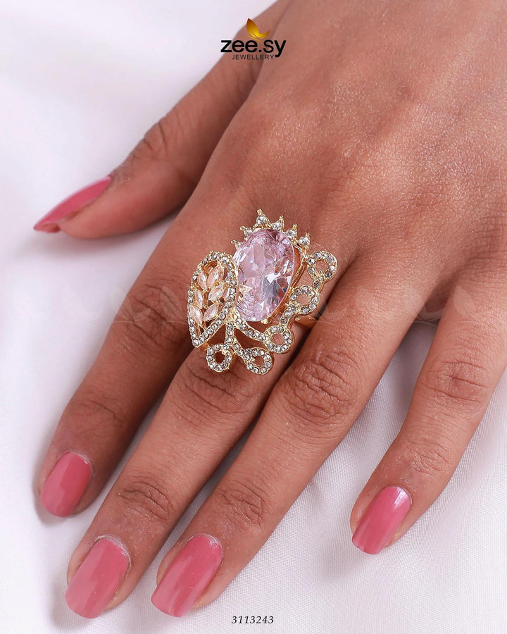 Croton Ring Golden White Finger Ring - Zeesy Jewellery Pakistan | Premium Artificial & Imitation Jewellery