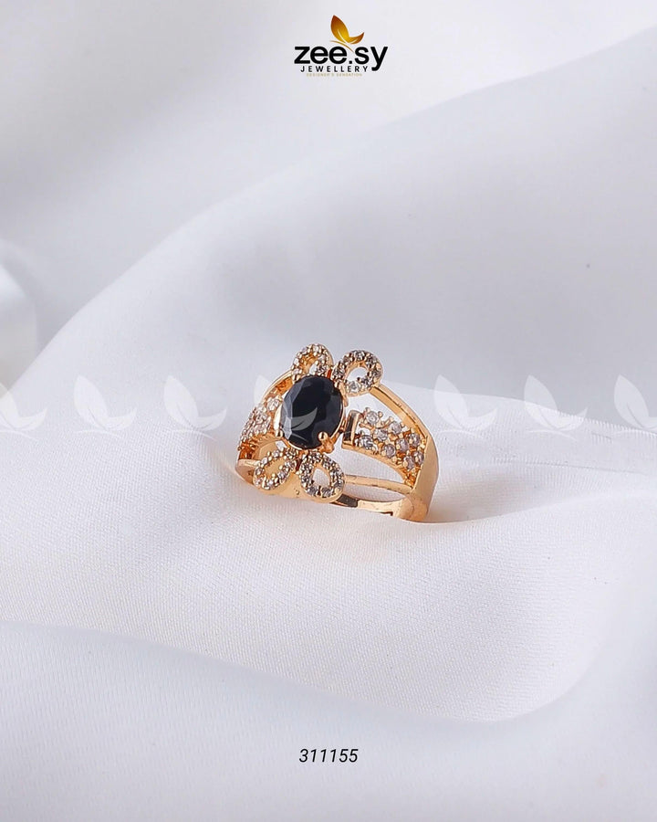 Starlit Ring Golden Black Finger Ring - Zeesy Jewellery Pakistan | Premium Artificial & Imitation Jewellery