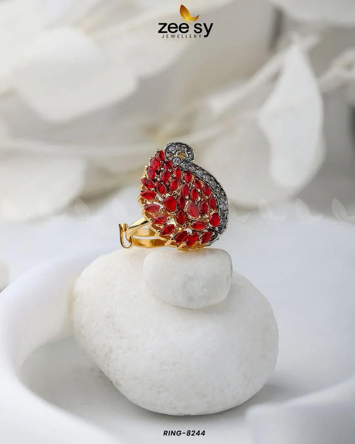 Baguette Cluster Ring-8244 Red Finger Ring - Zeesy Jewellery Pakistan | Premium Artificial & Imitation Jewellery