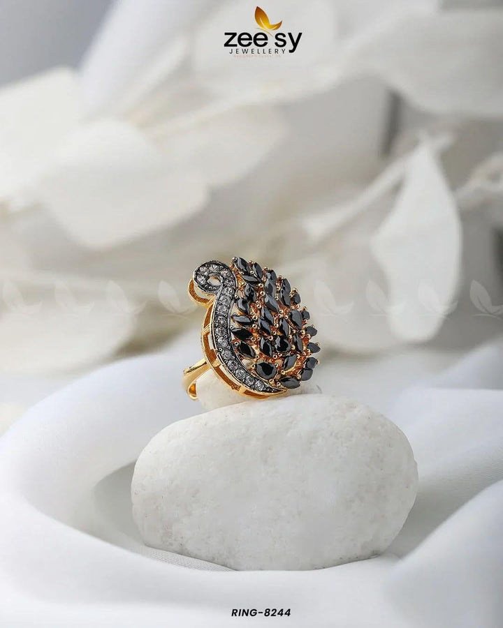 Baguette Cluster Ring-8244 Black Finger Ring - Zeesy Jewellery Pakistan | Premium Artificial & Imitation Jewellery