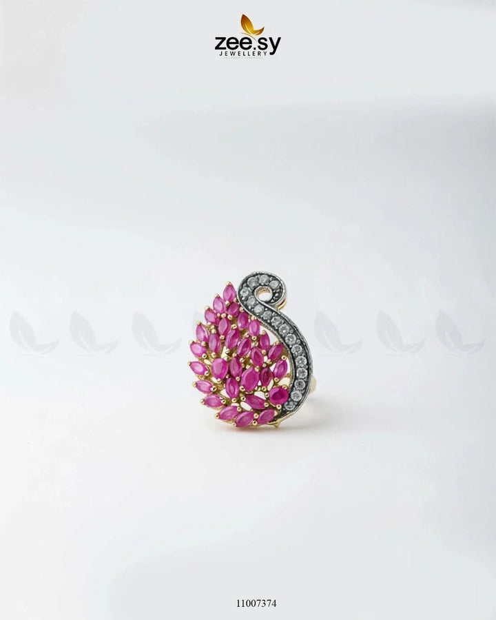 Baguette Cluster Ring-8244 Pink Finger Ring - Zeesy Jewellery Pakistan | Premium Artificial & Imitation Jewellery
