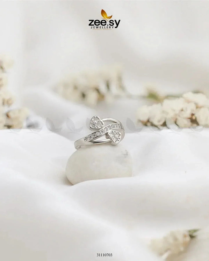 Amora Heart Ceystal Ring Silver Finger Ring - Zeesy Jewellery Pakistan | Premium Artificial & Imitation Jewellery