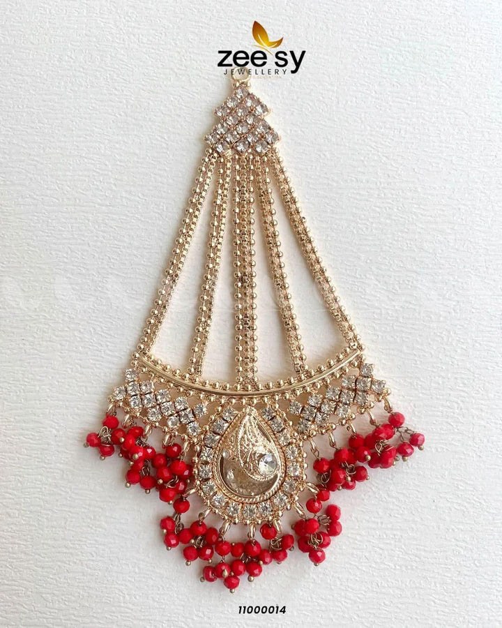 JHUMAR-0073 Red jhumar - Zeesy Jewellery Pakistan | Premium Artificial & Imitation Jewellery