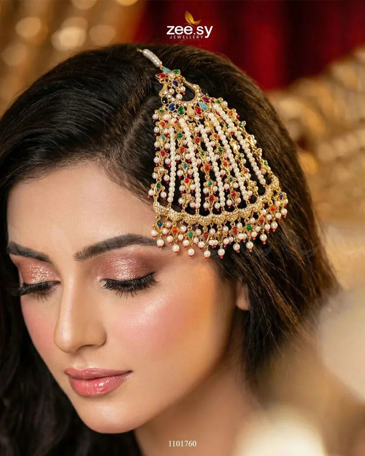 Peacock Gemstone Pearl Jhumar jhumar - Zeesy Jewellery Pakistan | Premium Artificial & Imitation Jewellery