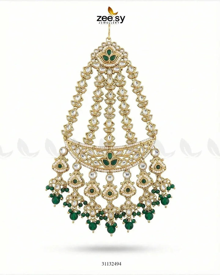 Bloom Pearl Vintage Jhumar Golden Green jhumar - Zeesy Jewellery Pakistan | Premium Artificial & Imitation Jewellery