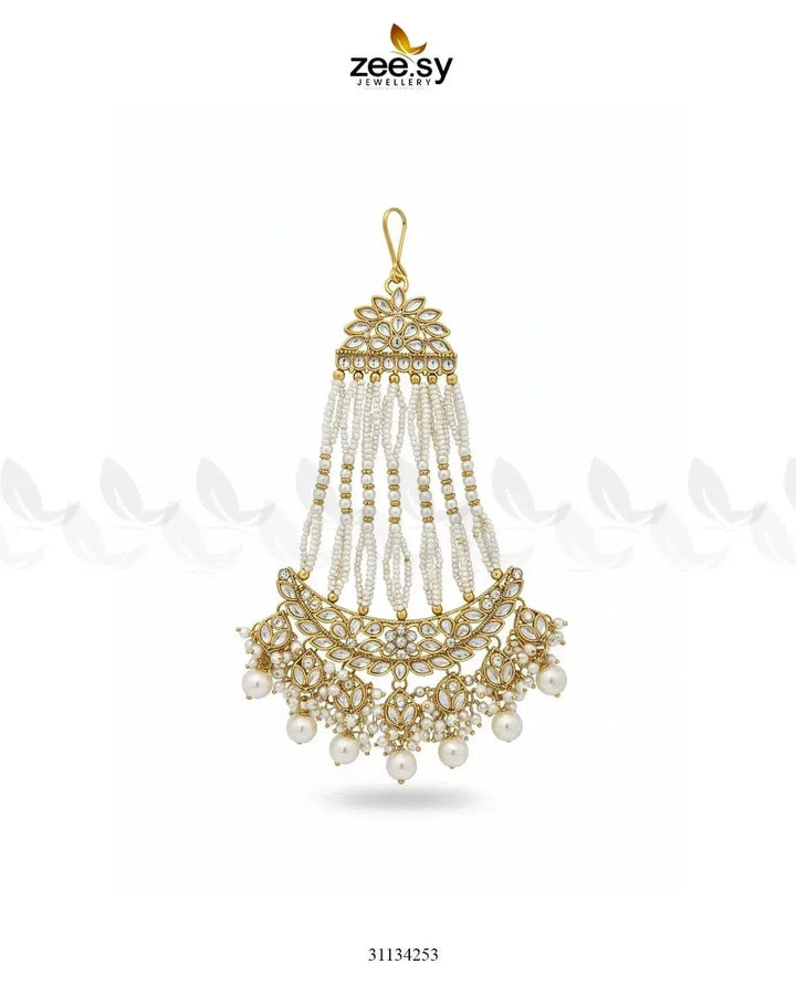 Galini Pearl Kundan Jhumar Golden White jhumar - Zeesy Jewellery Pakistan | Premium Artificial & Imitation Jewellery