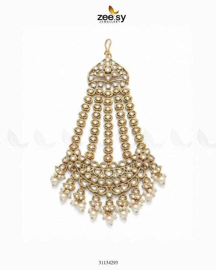 Majestic Faux Pearl Jhumar Golden White jhumar - Zeesy Jewellery Pakistan | Premium Artificial & Imitation Jewellery