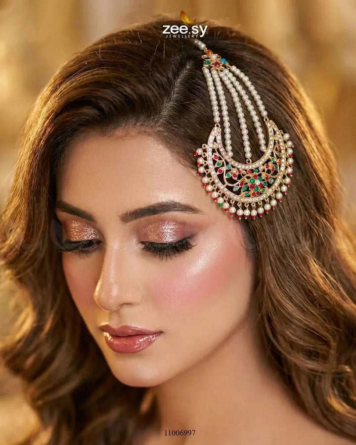 Inshara Pearl Drop Chand Jhumar jhumar - Zeesy Jewellery Pakistan | Premium Artificial & Imitation Jewellery