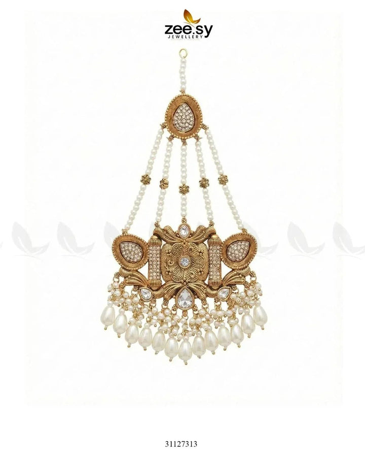 Shyama Beaded Pearl Jhumar White jhumar - Zeesy Jewellery Pakistan | Premium Artificial & Imitation Jewellery