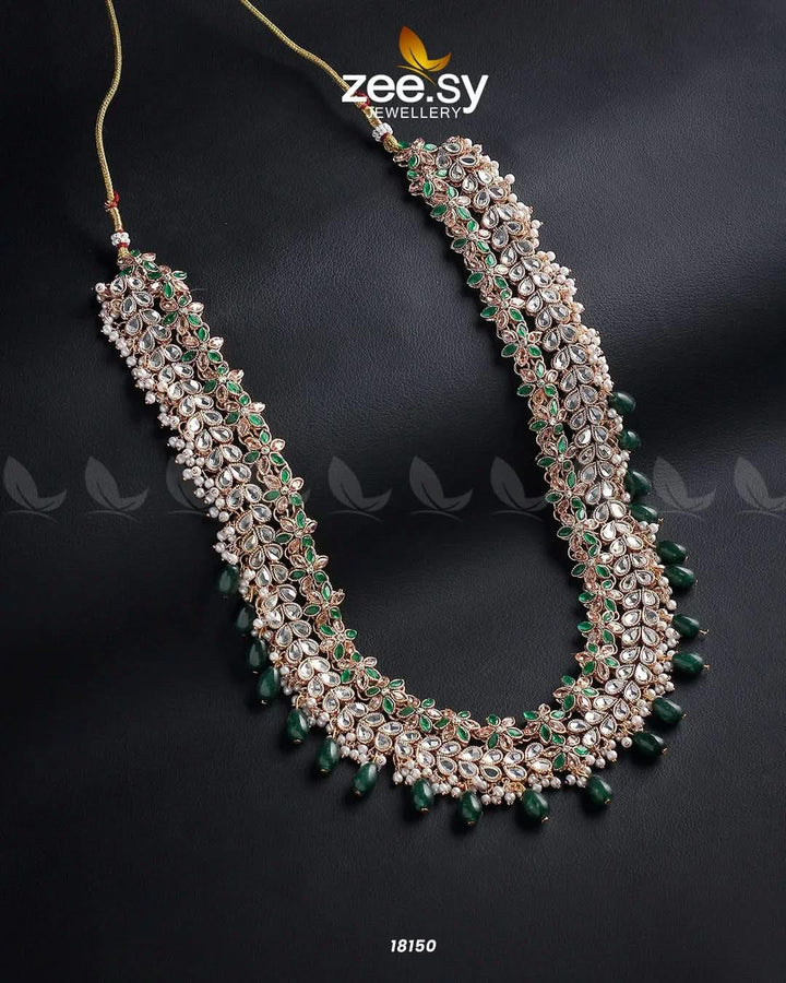 Portulaca Malla Necklace Golden Green Malla Necklace - Zeesy Jewellery Pakistan | Premium Artificial & Imitation Jewellery