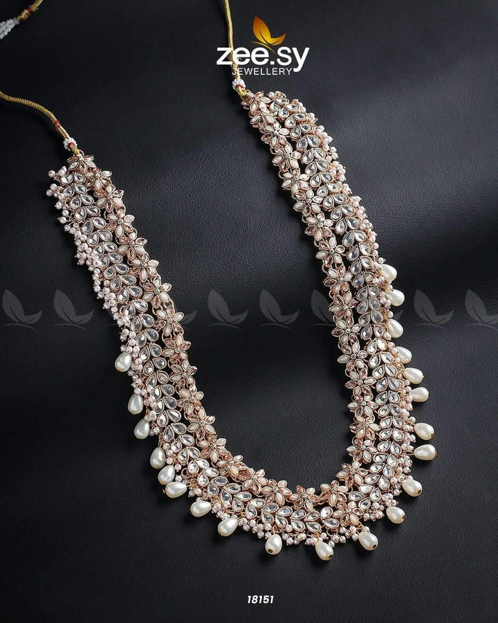 Portulaca Malla Necklace Golden Pearl Malla Necklace - Zeesy Jewellery Pakistan | Premium Artificial & Imitation Jewellery
