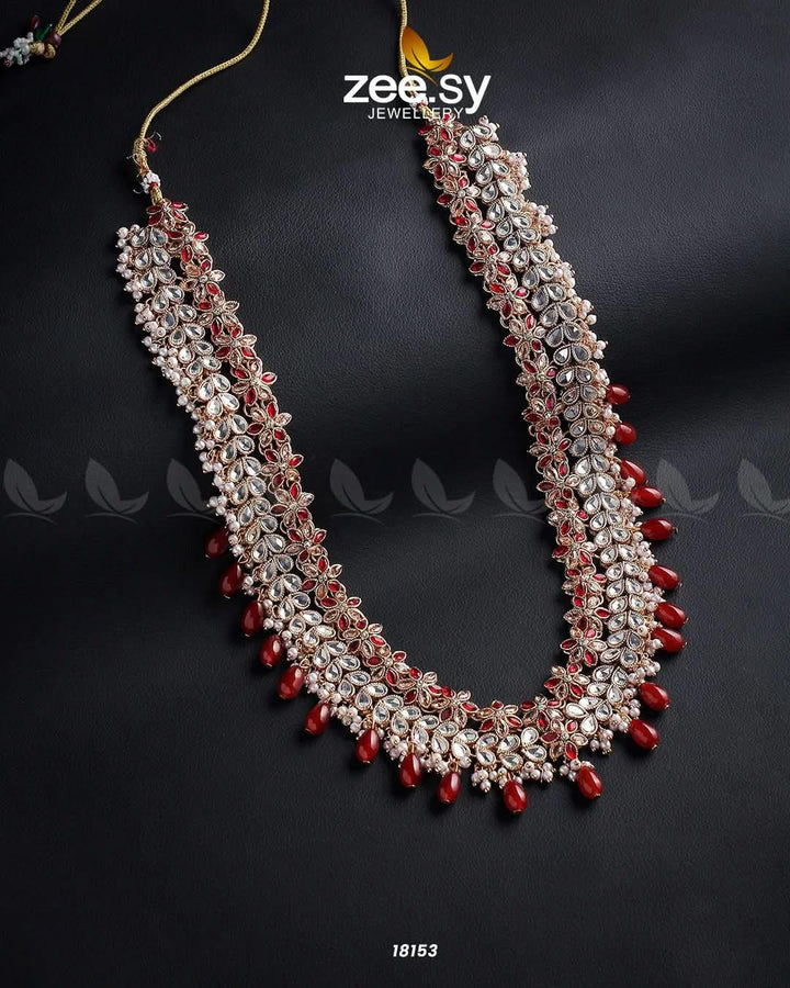 Portulaca Malla Necklace Golden Red Malla Necklace - Zeesy Jewellery Pakistan | Premium Artificial & Imitation Jewellery
