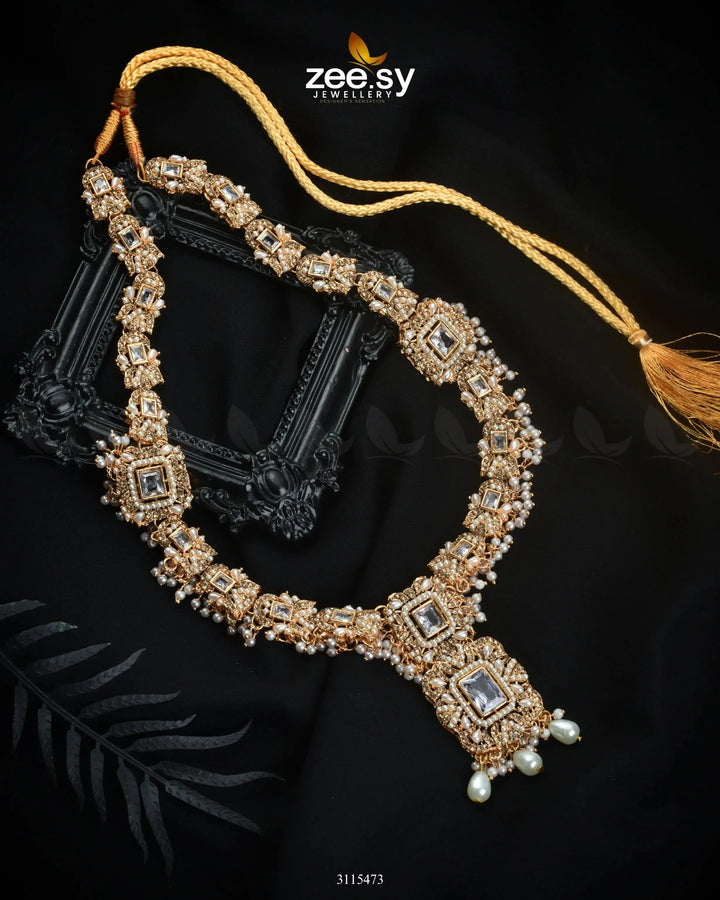 Rajwadi Aruna Malla Necklace White Malla Necklace - Zeesy Jewellery Pakistan | Premium Artificial & Imitation Jewellery