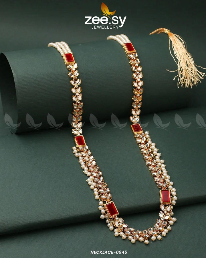 MALLA NECKLACE-0945 Red Malla Necklace - Zeesy Jewellery Pakistan | Premium Artificial & Imitation Jewellery