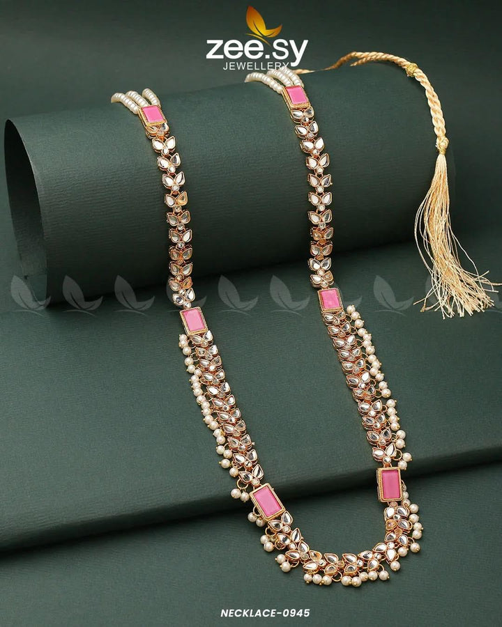 MALLA NECKLACE-0945 Pink Malla Necklace - Zeesy Jewellery Pakistan | Premium Artificial & Imitation Jewellery