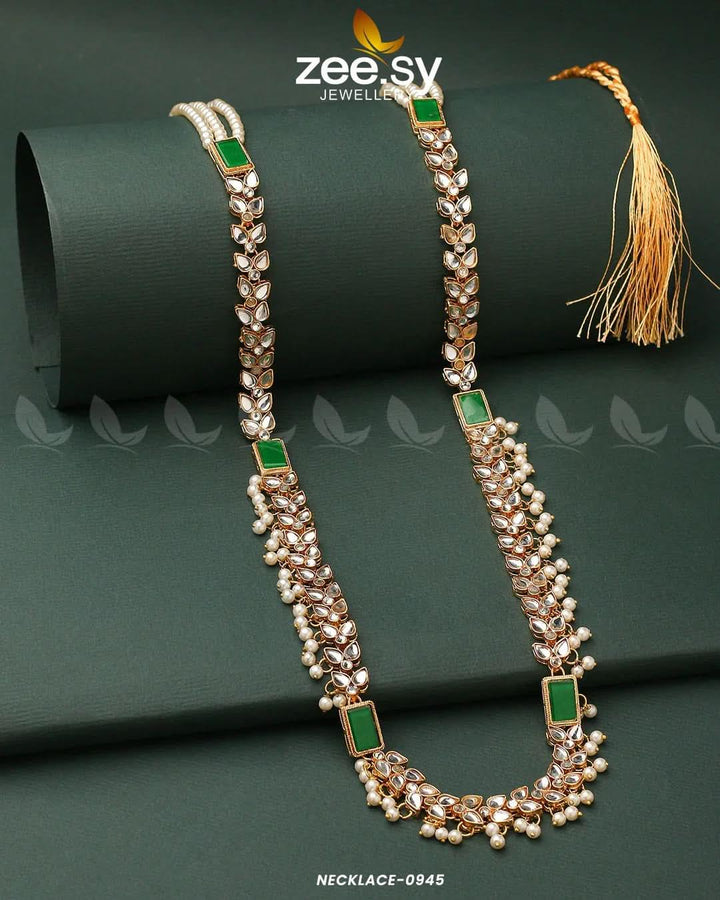 MALLA NECKLACE-0945 Green Malla Necklace - Zeesy Jewellery Pakistan | Premium Artificial & Imitation Jewellery