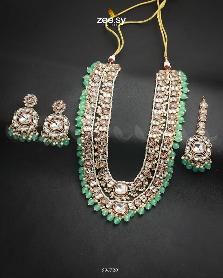 Acacia Malla Necklace Set Mint Green Malla Necklace - Zeesy Jewellery Pakistan | Premium Artificial & Imitation Jewellery