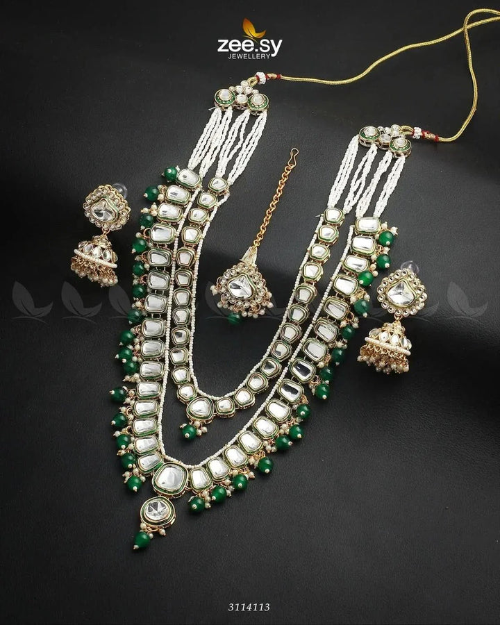 Larkspur Malla Green Malla Necklace - Zeesy Jewellery Pakistan | Premium Artificial & Imitation Jewellery
