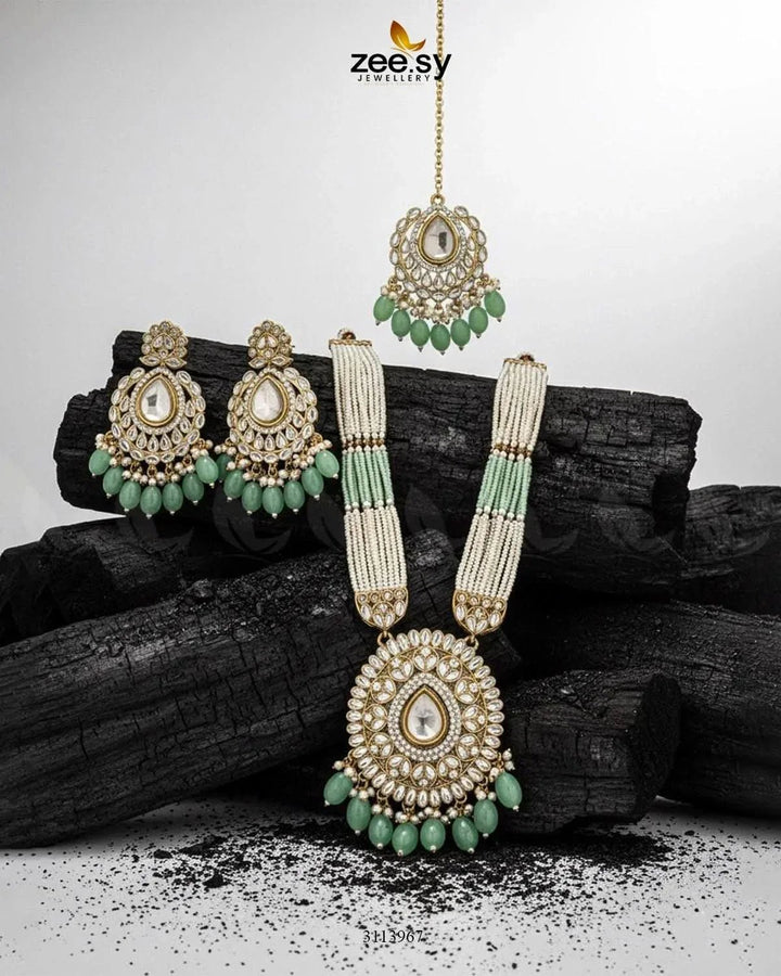 Maranta Malla Set Mint Green Malla Necklace - Zeesy Jewellery Pakistan | Premium Artificial & Imitation Jewellery