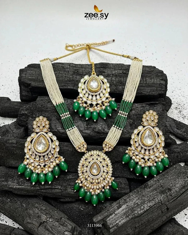 Maranta Malla Set Green Malla Necklace - Zeesy Jewellery Pakistan | Premium Artificial & Imitation Jewellery