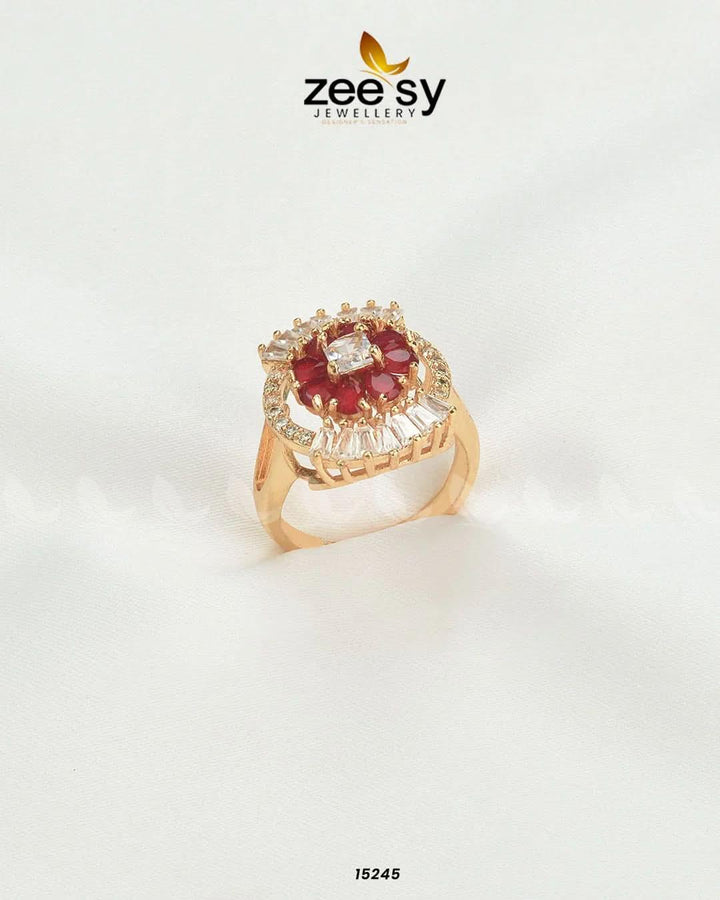 Shein Flower Ring Red Finger Ring - Zeesy Jewellery Pakistan | Premium Artificial & Imitation Jewellery