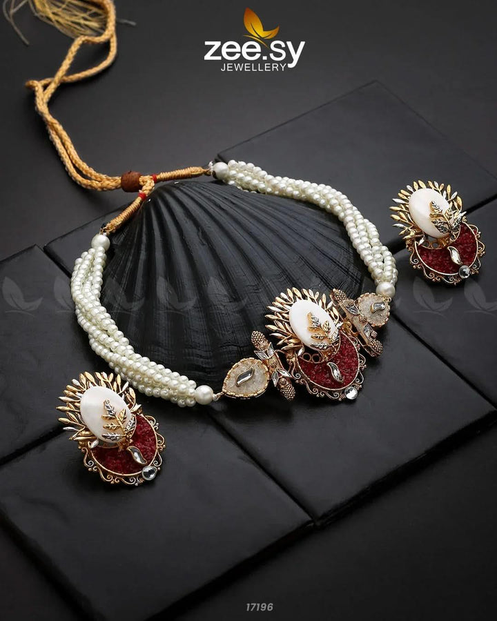 Beloved Adornments Necklace Red Necklace Sets - Zeesy Jewellery Pakistan | Premium Artificial & Imitation Jewellery