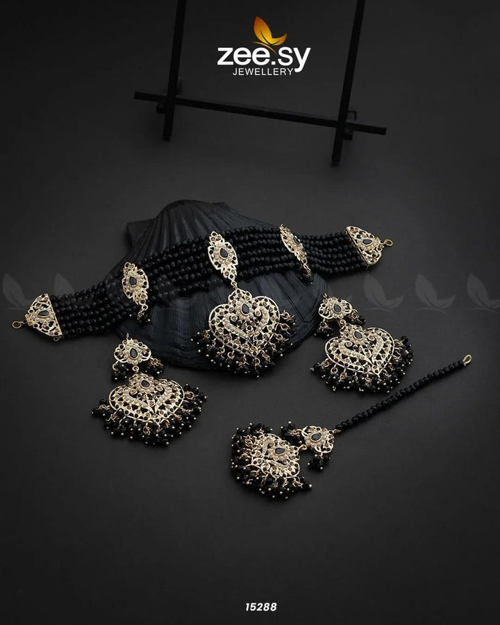 Hyderabadi Guluband Necklace Black Necklace Sets - Zeesy Jewellery Pakistan | Premium Artificial & Imitation Jewellery