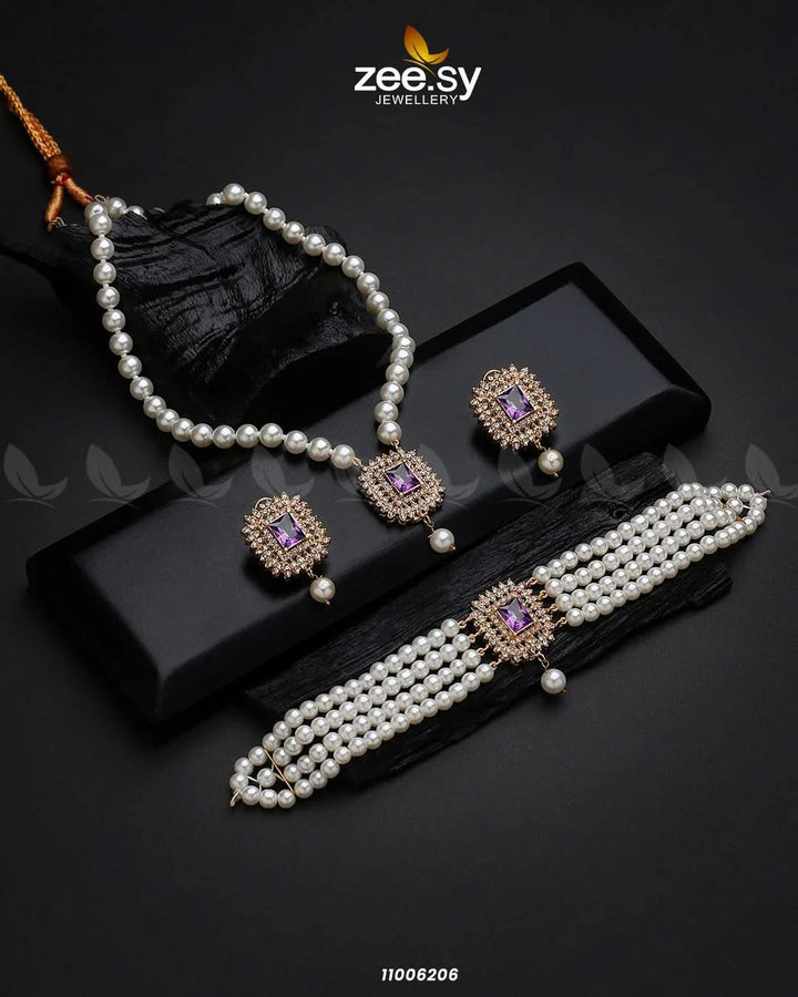 MALLA NECKLACE-0850 Purple Necklace Sets - Zeesy Jewellery Pakistan | Premium Artificial & Imitation Jewellery