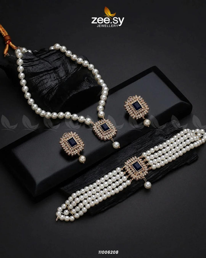 MALLA NECKLACE-0850 Blue Necklace Sets - Zeesy Jewellery Pakistan | Premium Artificial & Imitation Jewellery