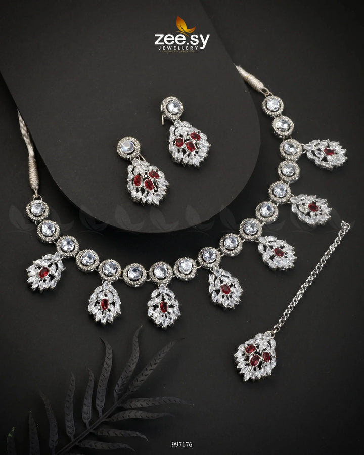 Thistle Necklace Set Red Necklace Sets - Zeesy Jewellery Pakistan | Premium Artificial & Imitation Jewellery