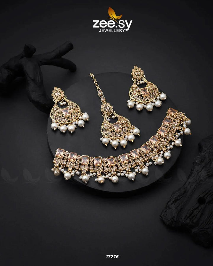 Guluband Necklace Champagne Necklace Sets - Zeesy Jewellery Pakistan | Premium Artificial & Imitation Jewellery