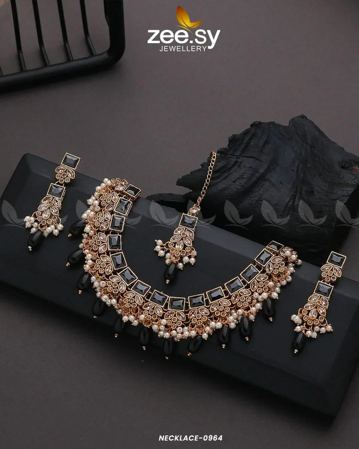 NECKLACE-0964 Black Necklace Sets - Zeesy Jewellery Pakistan | Premium Artificial & Imitation Jewellery