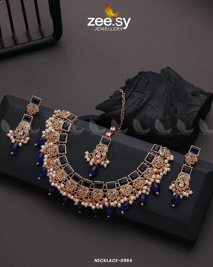 NECKLACE-0964 Blue Necklace Sets - Zeesy Jewellery Pakistan | Premium Artificial & Imitation Jewellery
